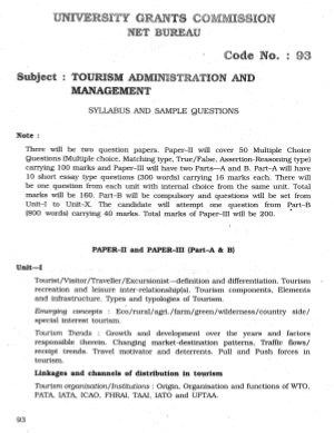 Tourism Administration and Management