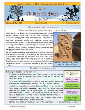 The 100th Day of the Year! - The Children's Post of India, 9th April 2020