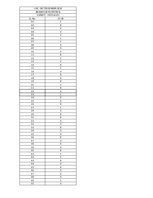 Answer Keys of UGC NET Exams-December 2013 SC 39 French (French Version)  Paper-II