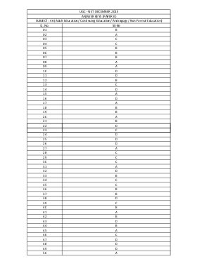 Answer Keys of UGC NET Exams-December 2013 SC 46 Adult Education Continuing Education Andragogy Non Formal Education. Paper-II