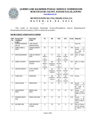 RESULT SAC JAN 2014
