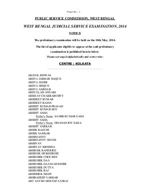 West Bengal Judicial Service (Prelims) Exam 2014: Result
