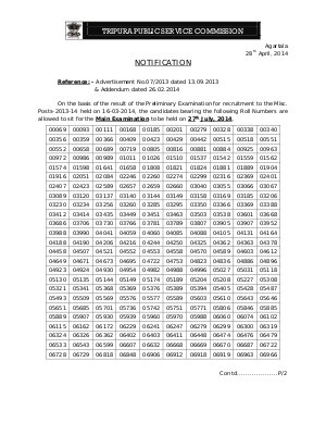 TPSC Combined Competitive Main Exam 2014: Notification