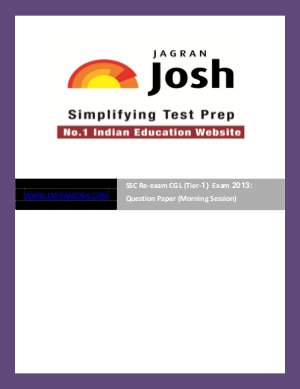 SSC Re-exam CGL (Tier I) Examinations 2013: Question Paper (Morning Session)