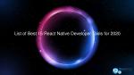 List of Best 15 React Native Developer Tools for 2020