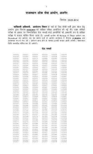 RPSC Declared Screening Result of Statistical Officer (Planning Dept.) Exam-2012