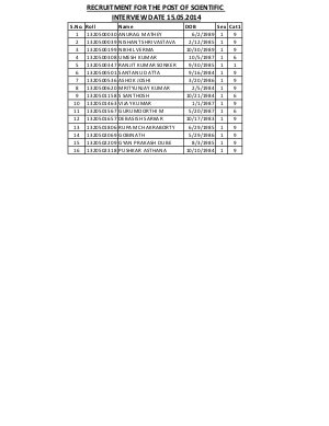 SSCCR Released Interview List for Scientific Assistant Posts 2014