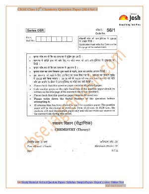 CBSE Class 12th Chemistry Question Paper 2014 Set-1