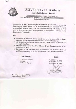 Detailed Notification of Lecturers in Department of Linguistics