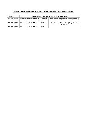 HPPSC Announced InterviewSchedule for Homeopathic Medical Officer Posts 2014
