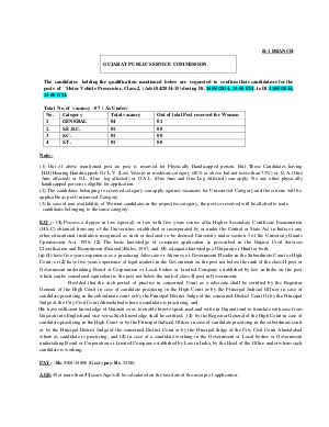 Gujarat PSC Notified Recruitment to 07 Posts of Motor Vehicle Prosecutor 2014
