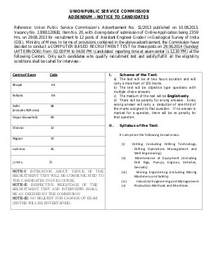 UPSC Released Notice for Recruitment to the Post of Assistant Engineer (Grade-I) 2013