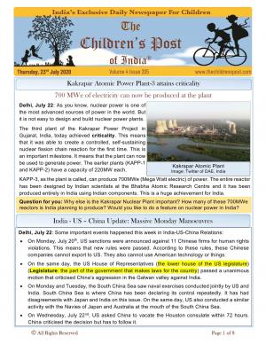 The Waters are Boiling, or are they? -  The Children's Post, 23rd July 2020