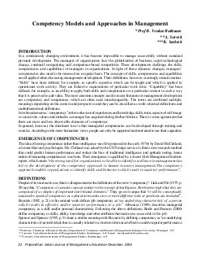 PIJM-November-December08-Article5,Competency Models and Approaches in Management