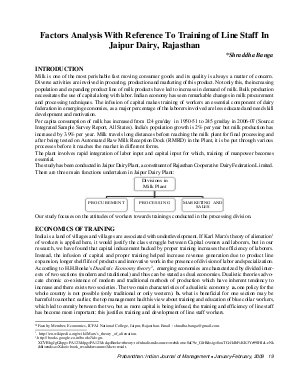 PIJM-Jan-Feb09,Article3,Factors Analysis with reference to training of Line Staff in Jaipur Dairy, Rajasthan