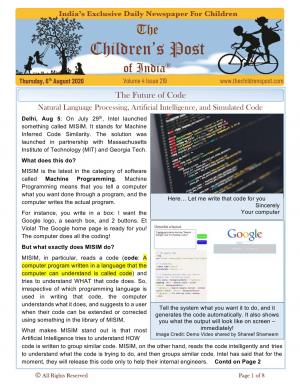 The Children's Post, 6th August 2020