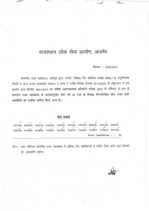 RPSC, Ajmer Announced Results for 21 Posts of Head Master 2014