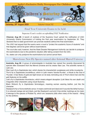 The Children's Post, 29th August 2020