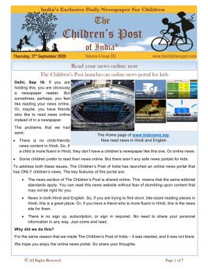 The Children's Post, 17th September 2020 