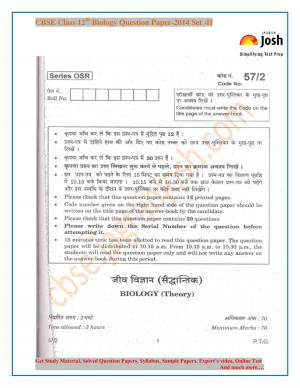 CBSE Class 12th Biology Question Paper 2014 Set-2