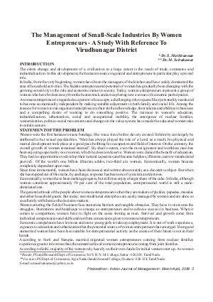 PIJM-March-April09-Article1-The Management of Small-Scale Industries By Women Entrepreneurs