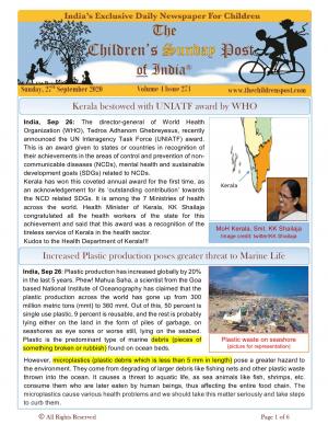 The Children's Post, 27th Sept 2020