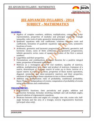 JEE ADVANCED MATHEMATICS Syllabus