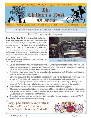 The Children's Post, 30th September, 2020