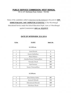 WBPSC Announced Interview List for Dist. Inspector/Addl. Dist. Inspector Posts 2014 (1)