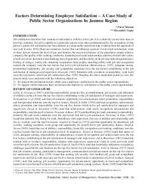 PIJM-Nov-Dec09-Article4-Factors Determining Employee Satisfaction