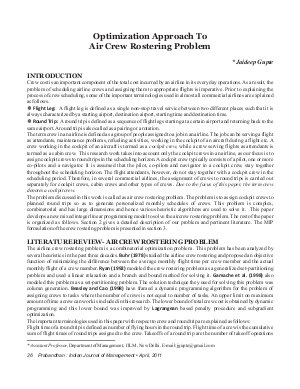 PIJM-April11-Article4-Optimization Approach To Air Crew Rostering Problem