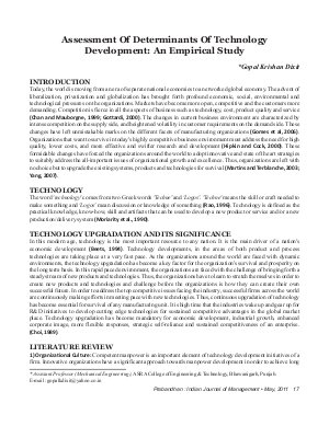 PIJM-May11-Article2-Assessment of Determinants Of Technology Development : An Empirical Study