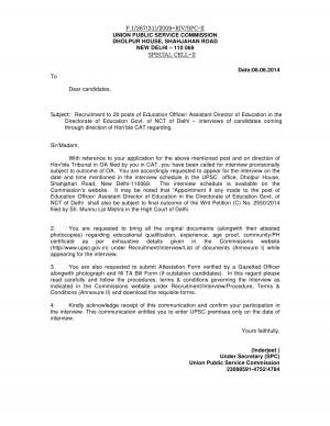 UPSC Released Interview Schedule For Education Officer/ Assistant Director of Education