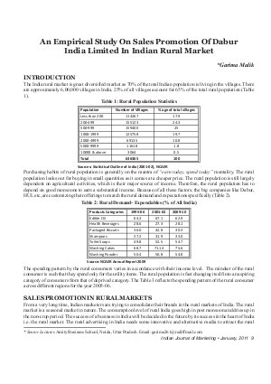 IJM-January11-Article2-An Empirical Study On Sales Promotion Of Dabur India Limited In Indian Rural Market