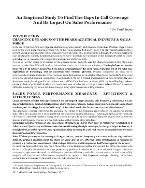 IJM-February2011-Article4-An Empirical Study To Find The Gaps In Call Coverage And Its Impact On Sales Performance