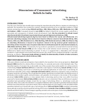 IJM-March11-Article3-Dimensions of Consumers' Advertising Beliefs In India