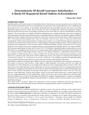 IJM-April11-Article7-Determinants of Retail Customer Satisfaction - A Study Of Organized Retail Outlets In Kurukshetra