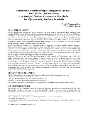 IJM-May11-Article3-Customer Relationship Management (CRM) In Health Care Industry
