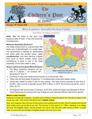 Bihar Elections and the Curious case of China and Castor - October 29th 2020 