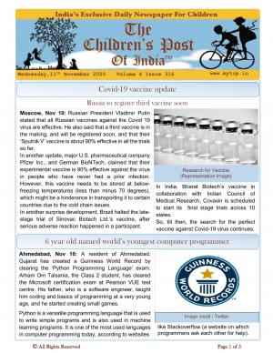 The Children's Post, 11th November, 2020