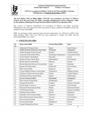 IBPS RRBs CWE III 2014: Notification