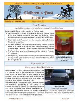 Constitution Day Greetings: The Children's Post, 26th November 2020 