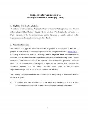 Eligibility Criterion Jamia PHD Admission