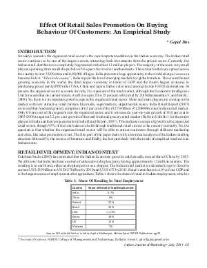 IJM-July11-Article4-Effect Of Retail Sales Promotion On Buying Behaviour of Customers