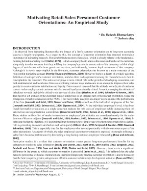 IJM-Aug11-Article10-Motivating Retail Sales Personnel Customer Orientations: An Empirical Study