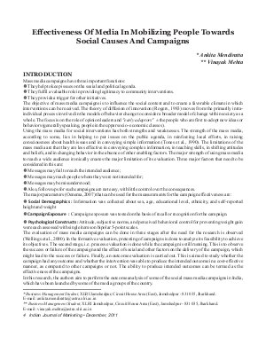 IJM-Dec11-Article1-Effectiveness Of Media In Mobilizing People Towards Social Causes And Campaigns