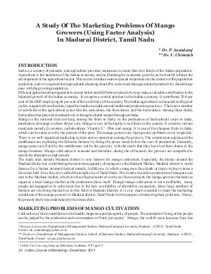 IJM-Dec11-Article3-A Study Of The Marketing Problems Of Mango Growers (Using Factor Analysis) In Madurai District, Tamil Nadu