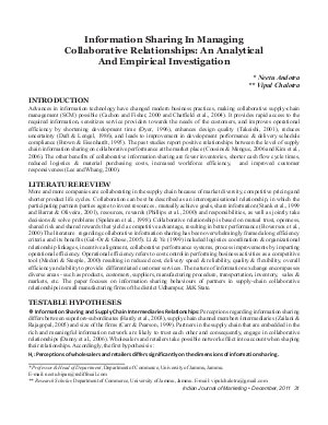 IJM-Dec11-Article4-Information Sharing In Managing Collaborative Relationships: An Analytical And Empirical Investigation