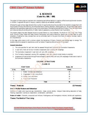 CBSE Class 9th Science Syllabus 2015