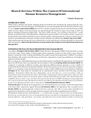 PIJM-July11-Article1-Shared Services Within The Context Of International Human Resource Management